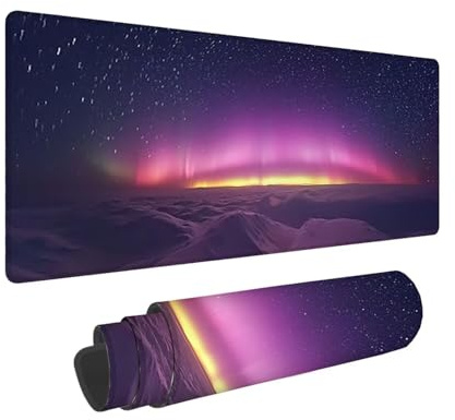 Tapis de Souris de Jeu, 1400 x 600 mm XXL Tapis Souris Gaming Grand, Antidérapant Étanche, Extended Long Clavier Mouse Pad, Accessoire Bureau, pour Gamer, Ordinateur, PC, Cadeaux (Aurora) X-420