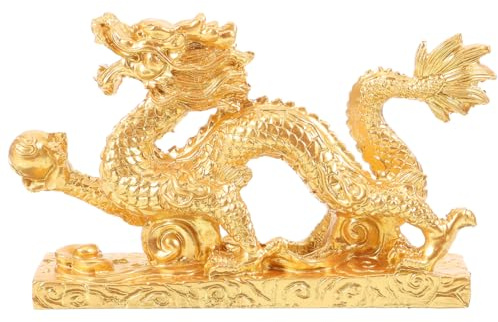 JECOMPRIS Drachenfigur Aus Harz Chinesischer Drache Als Tischdeko Für Büro Und Wohnzimmer Feng Shui Ornament Glücksbringer Für Gesundheit Und Wohlstand 5.91 X 3.35 X 1.30 in
