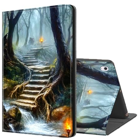 ETLKJVBL for iPad Air 13 Inch Case 2024, Auto Sleep/Wake, Mystic Forest Stairs by Stream Multiple Angles Viewing Folio Stand Case for iPad Air 13 Inch 2024 Tablet