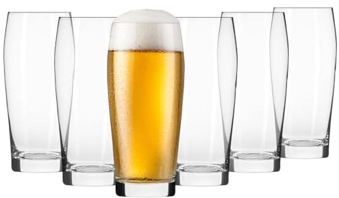 Krosno – Vasos para Cerveza 570 ml (500 ml útil) – Juego de 6 unidades – Colección Chill – Forma Clásica, Fondo Grueso, Cristal sin Plomo