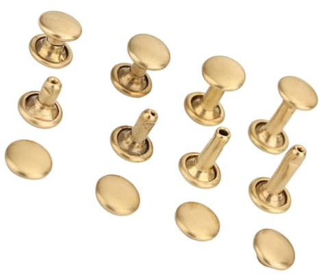 Baluue Kit di Rivetti in Pelle in Ottone Borchie Doppia Testa 8 MM per Artigianato Fai da Te 40 Pezzi per Riparazione e Decorazione di Borse Scarpe e Cinture
