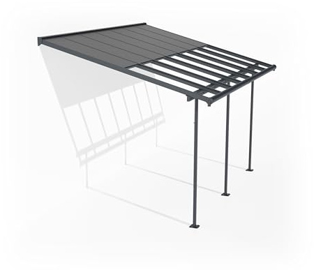 Canopia by Palram Sierra Cabrio Terrassenüberdachung 295x434cm – Grauer Aluminiumrahmen, Verstellbares Schiebe-Dachsystem, Doppelstegplatten in Grau Opal, UV-beständig & Wetterfest
