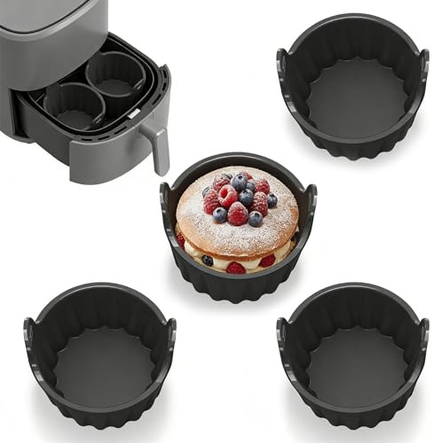 Molde de Silicona para Freidora de Aire – Juego de 4 Moldes para Muffins – Accesorios Universales para Air Fryer – Resistente al Calor hasta 230 °C – Apto para Lavavajillas