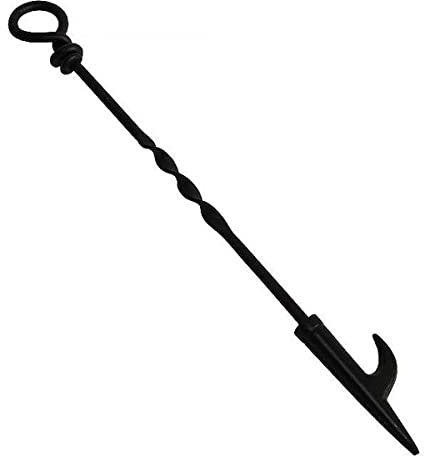 Mansion Fire Log Coal Burner Black Metal Twist Poker with Log Hook