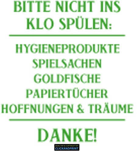 CLICKANDPRINT Aufkleber » Bitte Nicht ins Klo spülen:, 270x37,9cm, Gelbgrün • Wandtattoo/Wandaufkleber/Wandsticker/Wanddeko/Vinyl