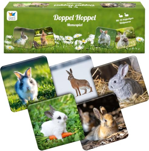 Starnberger Spiele I Doppel Hoppel Memo Spiel für Erwachsene und Kinder | Memospiel ab 6 Jahre I Kartenspiel Geschenk für Hasen und Kaninchen-Liebhaber