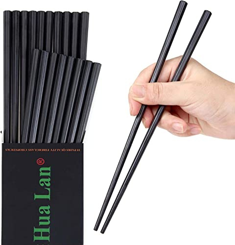 HuaLan Fiberglas Essstäbchen Set 10 Paar Wiederverwendbare Spülmaschinenfeste Sushi Essstäbchen für Haushalt Restaurant