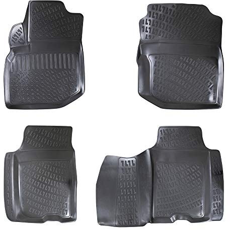 Rizline Passgenau 3D Fussmatten Auto Kompatibel mit Honda Jazz 2 Gen 2009-2015 Auto Zubehör 1. und 2. Reihe Gummimatten Autos TPE Allwetter Geruchlos rutschfest Vorne & Hinten Schwarz