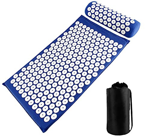 UBEGOOD Akupressur Set Akupressurmatte und Akupressurkissen Acupressure Mat Akupunktur Matratze für Massage Schmerzlinderung Stressabbau Entspannung Waschbare Acupressure Massage-Matte