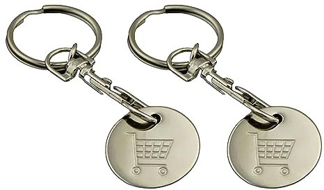 KAV 2 Pieces Trolley Coin Holder Stainless Steel Keyring Set For Both Men & Women - Arrange for Home and Office Keys - Shopping, Trolley Release Key