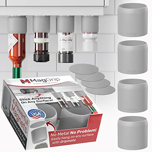 MagGrip 4pk Magnetic Spice Jars Grip, RV Camper Kitchen Organization Must-Haves, Spice Holder (Gray, Medium)