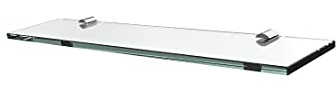 S'AFIELINA Glass Bathroom Shelves 43CM, Wall Mounted Floating Shelves 8MM Thick Tempered Glass Shelf with Chrome Polished Bracket for Kitchen Living Room and Toilet, 1 Pack