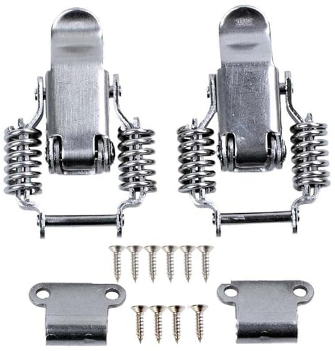 90 Degrees spring hasp Toolbox toggle latches lock，Stainless steel 304 Toolbox Draw Compression Spring Toggle Latch Catch Clamp W/Screws (L, Type:Without keyhole)