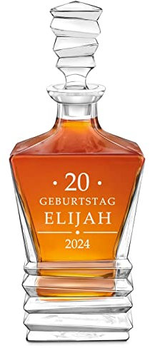 Maverton Whiskykaraffe mit Gravur 800 ml - Whisky Dekanter mit luxuriösem Design - Whisky Karaffe aus Kristallglas für Männer - Whiskyflasche zum Geburtstag - zum Vatertag - Jubiläum