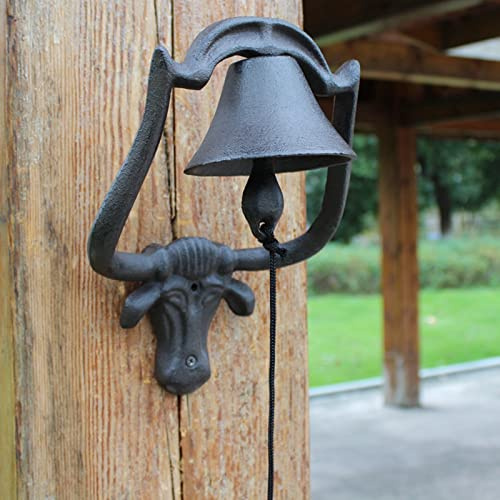 DOZRAN Farmhouse Style Doorbell - Wrought Iron Service Bell for Door Court/School/Bar/Grocery, Wall Hanging Dinner Bells