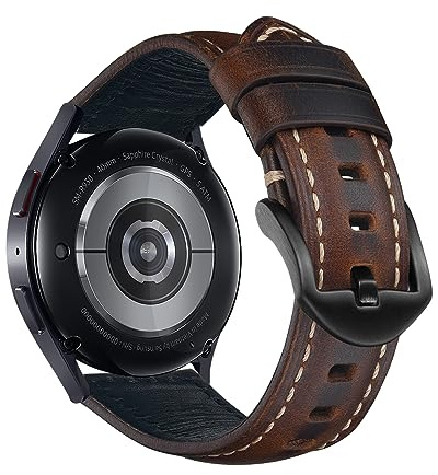 KeeFos 20 mm Läderarmband för Samsung Galaxy Watch 7/6/5/4 40 mm 44 mm, FE, 5 Pro 45 mm, 6 Classic 43 mm 47 mm, 4 Classic 42 mm 46 mm - Ersättningsarmband