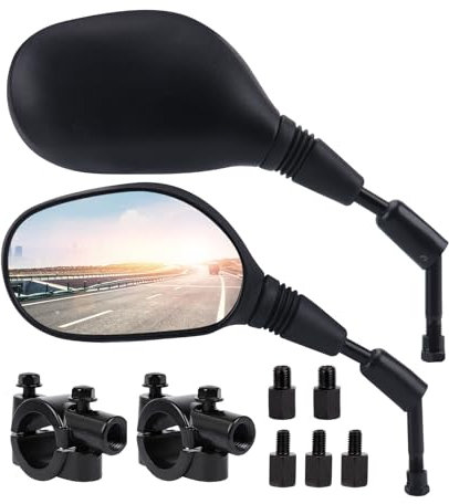 Espejos Retrovisores Moto, Retrovisores Moto con Tornillos de 8 mm y 10 mm, para Manillar de 7/8 Pulgadas, Ajuste de 360 Grados, para ATV,Scooters, Bicicletas(Estilo 1)