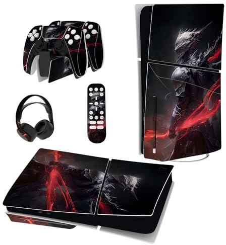 playvital Vinilo Adhesivo para ps5 Slim Edición Disc | Cobertura Completa, Protección Contra Arañazos, Fácil Aplicación, Sin Residuos, Ajuste Preciso, Caballero del Abismo