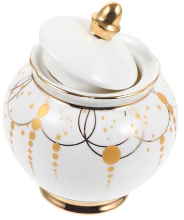 VINTORKY Barattolo Per Zucchero Ceramica Con Coperchio Contenitore Elegante Per Condimenti e Caramelle Utensile Da Cucina Pratico e Facile Da Pulire