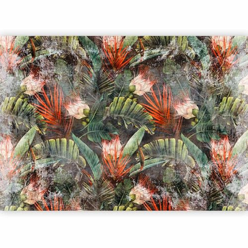 murando Carta da parati Foglie tropicali 500x350 cm Fotomurali in TNT Murale alla moda Decorazione da Muro XXL Poster Gigante Design Carta per Pareti Soggiorno Jungle Giungla Natura b-A-10124-a-a