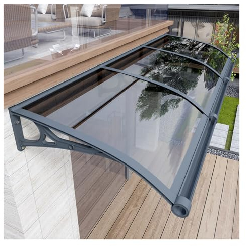 JUCCJUXIN Marquise de Porte d’Entrée Moderne,Auvent de Porte et Fenêtres,Qualité 100% Marquise de Porte d'Entrée en Polycarbonate，Contre la Pluie et UV,Marquise de Porte Avant-Toit(60x140cm/24x55in)