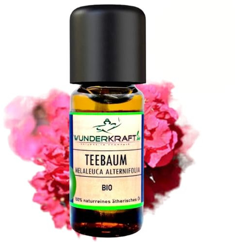 BIO Teebaumöl - 100% naturreines ätherisches bio Öl von WUNDERKRAFT.BIO, Aromatherapie & Diffuser geeignet, 10ml Aromaöl, Duftöl