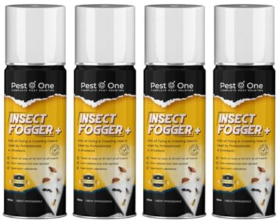 Insect Fogger One shot insects killer Auto release aerosol for Fleas Bed Bug Flies Moths Bombs All Flying and Crawling Insects Professional Strength 150ml (Pack of 4)