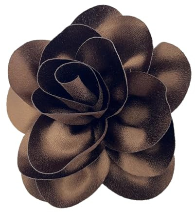 NIHENHAO Hermoso broche de solapa de flores de satén delicado broche francés con patrón único para personas a la moda, marrón oscuro