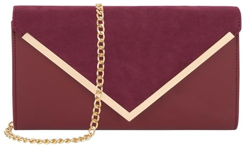 Pandalein Damen Clutch Samt Abendtasche Envelope Tasche Elegant Handtasche Brauttasche Umhängetasche mit Kette für Hochzeit Wedding Prom Party