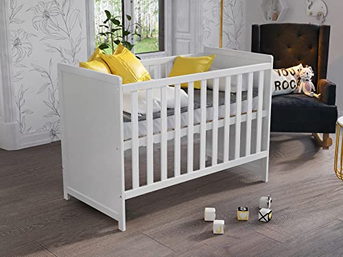 Love For Sleep Babybett Beistellbett 120x60cm mit Sicherheitsbarriere Umwandelbar Weiß Matilda Kinderbett Baby Bett Holz - Kinderbett Babybett, Mitwachsend Gitterbett Baby Bed