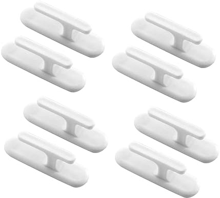 MUSISALY Ganci Adesivi e Funzionale per Tende 8 Pezzi in ABS Bianco, Supporto per Cordino Senza Graffi Design Semplice per Tende e Persiane in Casa e Ufficio