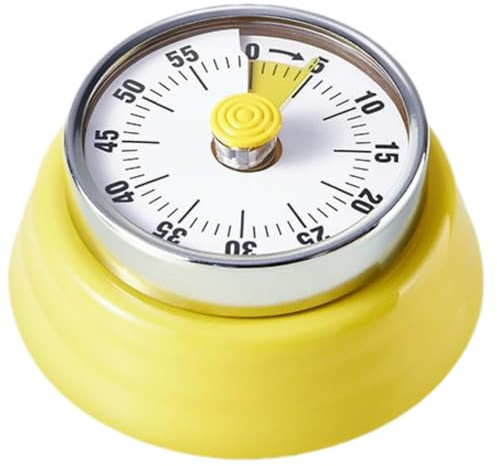 Tissting Visueller Timer, 60-Minuten Countdown Timer Magnetisch Manueller | Eieruhr Mechanisch Countdown Küchentimer Eieruhr Mechanisch für Studie Arbeit Kochen (Gelb)