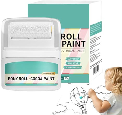 Generisch Wandreparatur-Rollfarbe, weiße Wandfarbe | 50g Kratzfarbe für Innenwände,Integrierter Farbroller zum Reinigen von Flecken, Graffiti und wasserbasierter weißer Reparaturwandfarbe