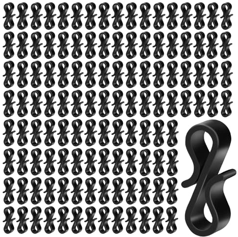 120 Stück Schwarz Dachrinnenhaken Draußen SHaken Kunststoff, Dachrinnenhaken für Lichterkette Wiederverwendbare S Haken Kunststoff für Hängende Weihnachtsbeleuchtung Weihnachtsbeleuchtung Lichterkette
