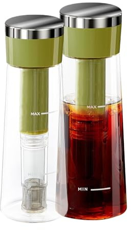 Cold Brew Pitcher - Iced Coffee Maker | Glass Tea Infuser, 750ml Large Capacity Portable Brewing Pot, Leakproof Kitchen &, Cafe-Quality Cold Drinks for Home, Camping, Picnics, Dishwas