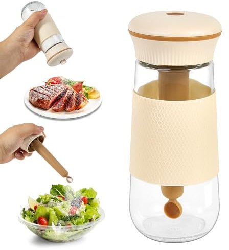 Salero 2 en 1, recipiente de sal de doble uso con cuchara medidora de 1 g, utensilios de cocina sin BPA para dietas bajas en sodio y artículos esenciales de fitness (blanco-1 unidad)