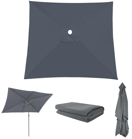 Baldacchino Di Ricambio Per Ombrellone Quadrato 200cm 300cm 4/6/8 Stecche, AntisUV Telo Di Rechange Per Ombrellone Da Esterno, Sostitutivo Per Terrazza Giardino Piscina Spiaggia Tavolo(Greys,3X3m)