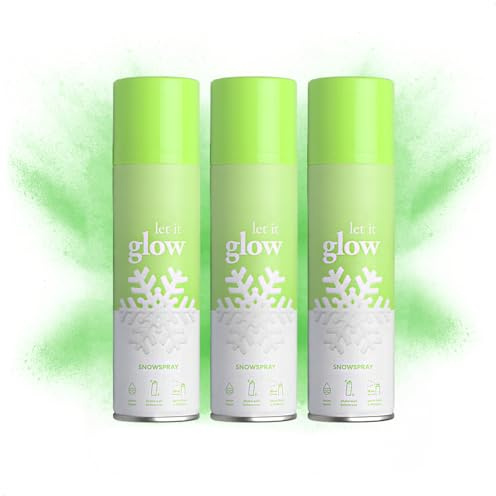 com-four® 3X Schneespray - Glow in The Dark - Sprühschnee zum Dekorieren zu Weihnachten - Schneespray leuchtet im Dunkeln - Fensterdeko Schneespray Leuchtend (Glow Spray)