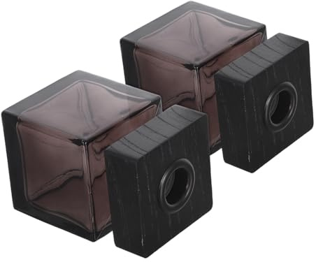 LIFKOME 2 Piezas Botellas Difusoras Cuadradas de Vidrio Transparente con Tapas de Madera Reutilizables para Aromaterapia Hogar Coche y Hotel