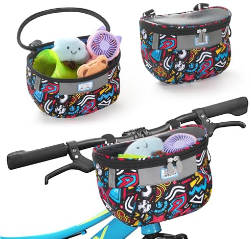 Panier de vélo pour Enfants, Sac de Guidon pour Tout-Petit, Scooter, Tricycle, Panier de vélo en Tissu pour garçons et Filles