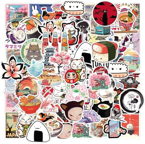 110 PCS Culture Stickers Mixed Pack, Japanese Style Vinyl Stickers for Kids, Teens, Enthusiasts, Decorative Waterproof Stickers for Laptop, Luggage, Helmet, Skateboard, Guitar