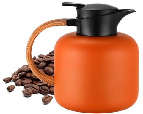 Bedside Water Carafe – 14 x 9 x 8 cm Vacuum Insulated, 304 Stainless Steel Pitcher, Thermal Coffee Pot with Anti-Slip Handle | Hot Cold Beverage Server for Home and Office, Apartment and Party