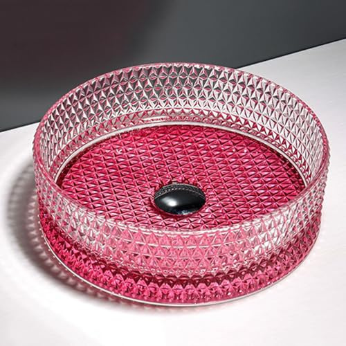 ZYCDP Lavabo Da Appoggio Vetro Lavandino Da Appoggio Bagno Rotondo 360 X 360 X 115 mm rosa Di Cristallo Rossa