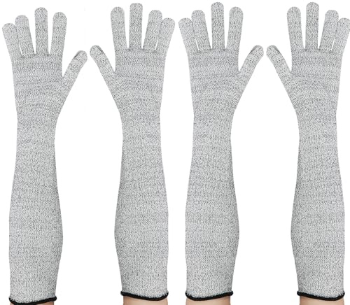 Gatphy 4Pcs Cut Resistant Gloves, 50cm Arm Protection Gloves Level 5 Protection, Heat Resistant Safety Arm Guard Anti Cut Arm Protectors for Gardening Farm Kitchen Repairing Work