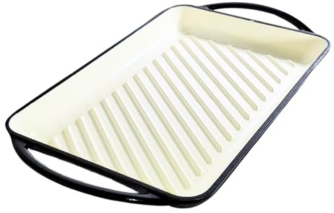 Everypan Eclat Rectangular Grill 32cm – Enamelled Cast Iron Grill Pan, Oven-Safe Stovetop Grill, Heavy-Duty Nonstick Griddle for Meat, Vegetables & BBQ (Black Grill 32cm)