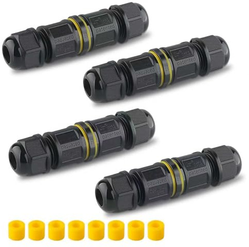 Waterproof Junction Box Outdoor Cable Connector, IP68 Connector External Sleeve Coupler Ø 0.5mm-1.5mm,Black - 4 Pack