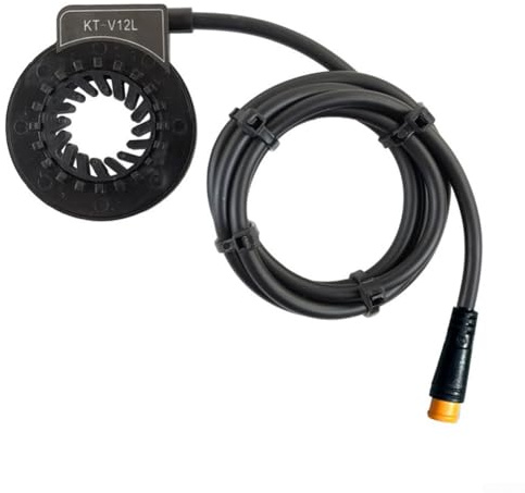SiSinkal Electric Bike PAS Pedal Assist Sensor KT-V12L for 36V/48V E-Bike Conversion Kits, Magnetic Power Assist with Waterproof Connector, 870mm Wire, Black
