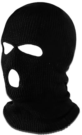 XWLEYW 3 Hole Knitted Balaclava Black - Full Face Cover Winter Balaclava for Men, Men's Balaclavas Ski Mask Ideal for Halloween Thermal Winter Ski Protection Outdoor Sports