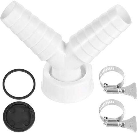 Foonary Adaptador de desagüe de lavadora doble, adaptador de desagüe en forma de Y, con 2 abrazaderas para manguera, reduce el riesgo de reflujo, para lavadoras, lavavajillas y secadora