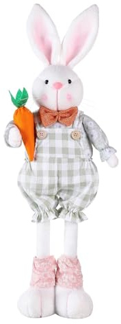 Generisch Osterhase Deko Groß Hase Wichtel mit Ausziehbaren Beinen,mit Teleskopbeinen Ostern Deko Hase Osterdeko Tisch Figur Frühlingsdeko für Zuhause Wohnzimmer